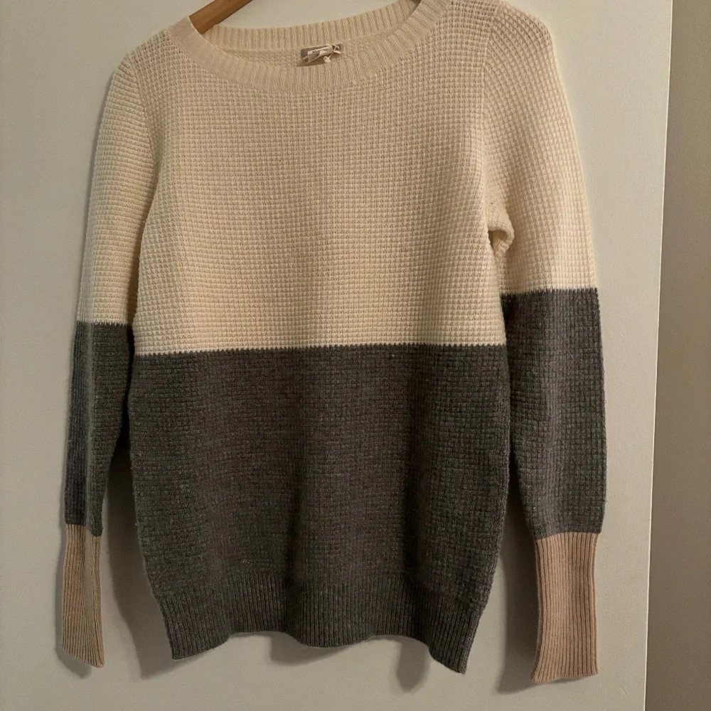 J Crew Cashmere Color Block Sweater - Picture 1 of 3